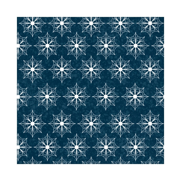 Snowflake Flower Pattern - Teal by monitdesign