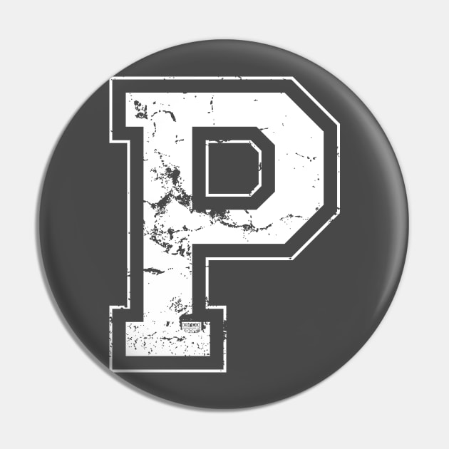 Initial Letter P White Jersey Sports Athletic Player Pin by porcodiseno