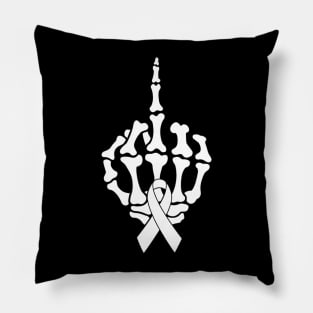 Fuck Lung Cancer Middle Finger White Ribbon Pillow