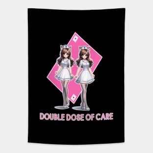 Twin Cat Nurses,  Double Dose of Care Art Tapestry