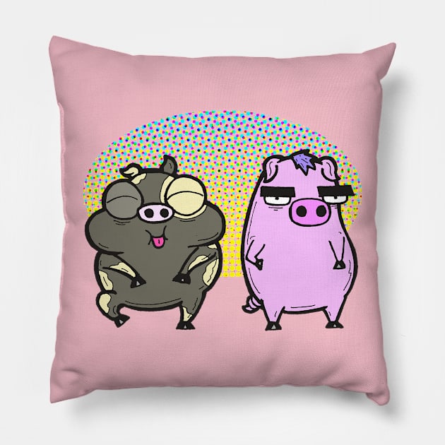 Cash Grab Pigs! Pillow by calavara