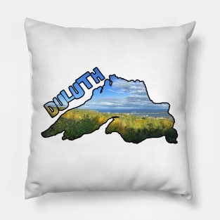 Lake Superior Outline (Duluth's Aerial Lift Bridge) Pillow