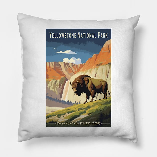 Yellowstone National Park Vintage Poster Pillow by GreenMary Design