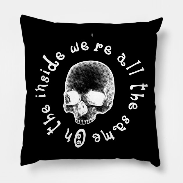 On the inside we are all the same - White Skull Pillow by SalxSal