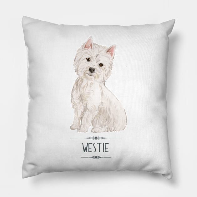 Westie - West Highland White Terrier Pillow by bullshirter