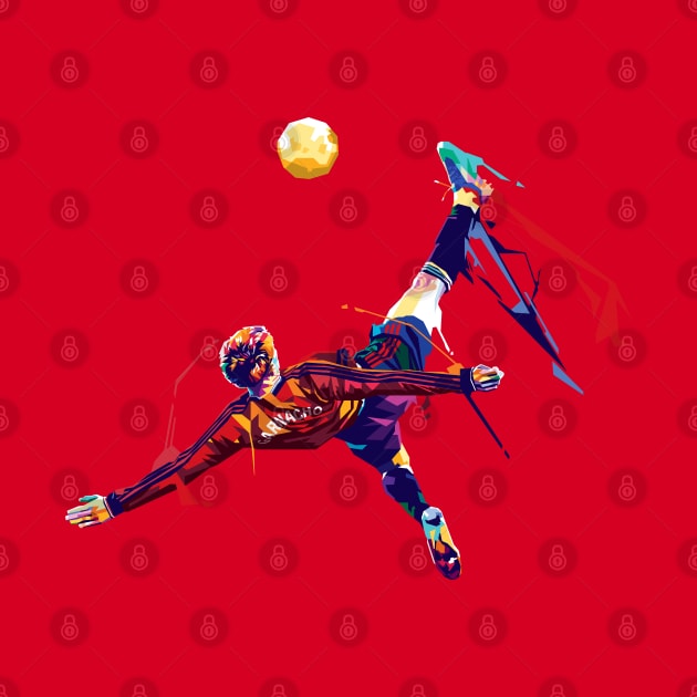 Alejandro Garnacho Bicycle kick Pop Art Illustration by RJWLTG