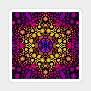 Dot Mandala Flower Yellow and Purple Magnet