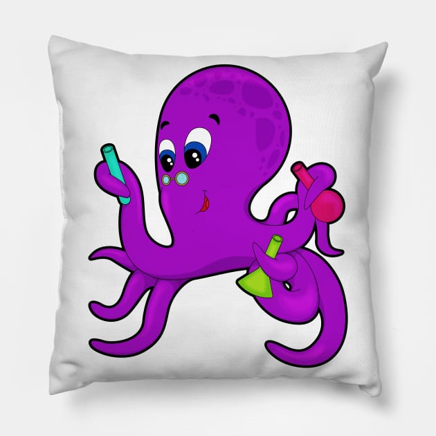 Octopus as Teacher with Laboratory equipment Pillow by Markus Schnabel