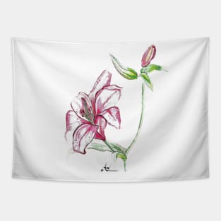 Beautifully painted pink Lily Flower Tapestry