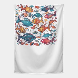 Fishy Kaleidoscope Carnival Tapestry