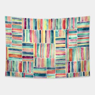 Retro Beach Chair Pastel Watercolor Stripes Tapestry
