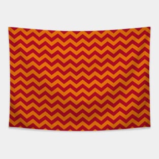 Red and Orange Chevron Zigzag Pattern Tapestry