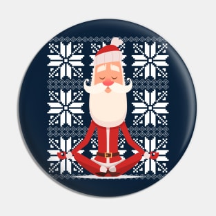 Yoga Santa meditating Ugly Christmas Sweater Design Pin