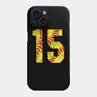 Fastpitch Softball Number 15 #15 Softball Shirt Jersey Uniform Favorite Player Biggest Fan Phone Case