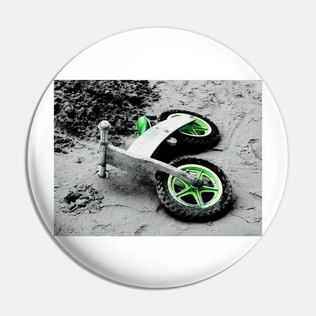 Green Wheels and Black Tyres Pin by PictureNZ