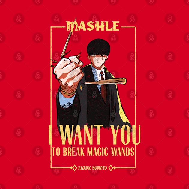 MASHLE: MAGIC AND MUSCLES (I WANT YOU) RED (GRUNGE STYLE) by FunGangStore