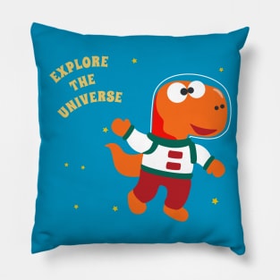 Funny dinosaur in space. Dinosaur in outer space Pillow