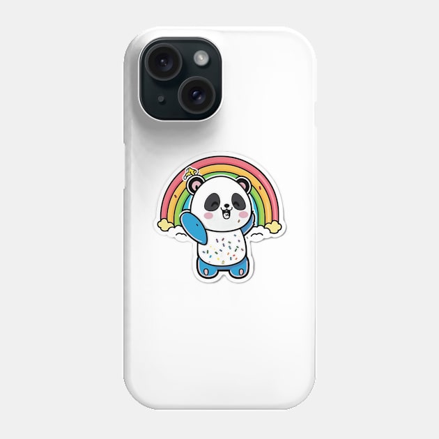 Cute Cartoon Panda Rainbow Colourful Funny Kawaii Phone Case by kiddo200