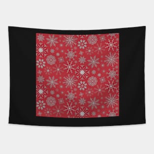 Snowflake Pattern on Red Tapestry