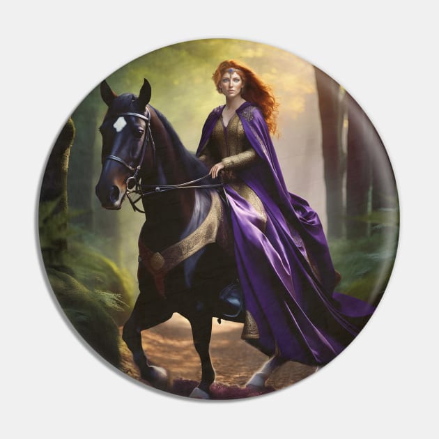 High Priestess on Horseback Pin by PurplePeacock