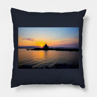 Argostoli lighthouse Sunset, Kefalonia Pillow