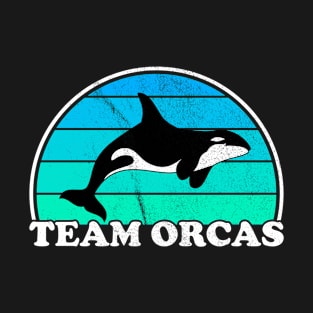 Team Orcas Killer Whale Retro Sunset T-Shirt