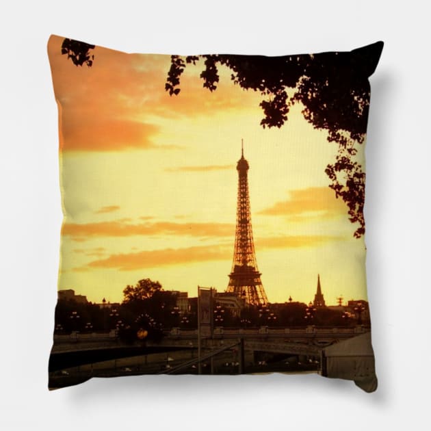 A Paris  walk at sunset Pillow by stevepaint