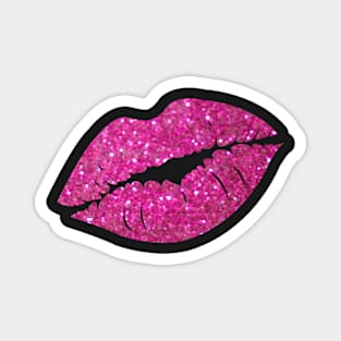 Hot Pink Faux Glitter Lips Magnet