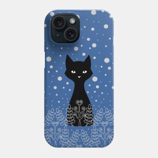 Black Winter Cat Phone Case