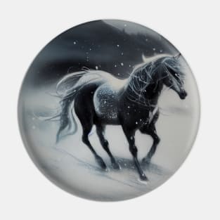 Galloping Horse in Snow Pin