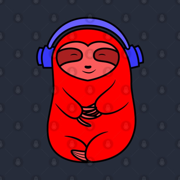 Happy Red Sloth Listening to Music by SubtleSplit