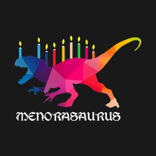 Menorasaurus Funny Hanukkah Menorah Dinosaur T-Shirt