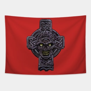 Zombie Art : Celtic Cross Zombie Head Tapestry