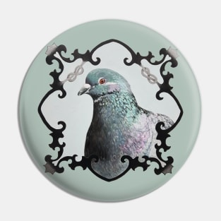 Pigeon - Rock Dove bird portrait painting Pin