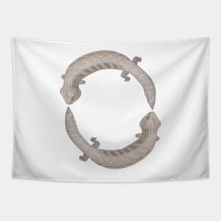 Blue tongue skink circle Tapestry