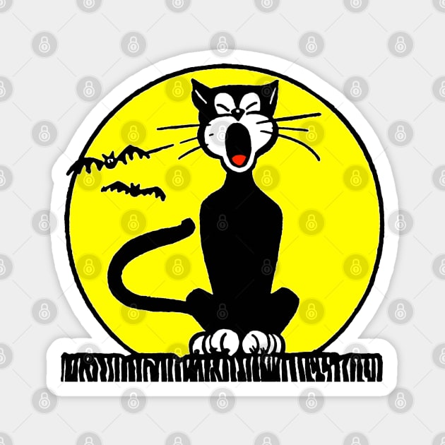 Black Cat On Fence Magnet by The Curious Cabinet