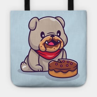 Cute Bulldog Eating Cake Tote