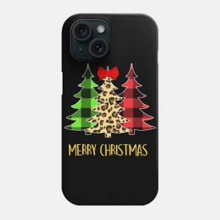 Merry Christmas Tree Leopard Buffalo plaid Phone Case