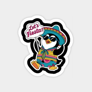 Cute Funny Penguin Let's Fiesta Kawaii Cinco de Mayo Party Magnet