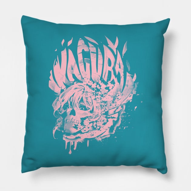 Skull Girl (pink skull) Pillow by Kagura (The band)