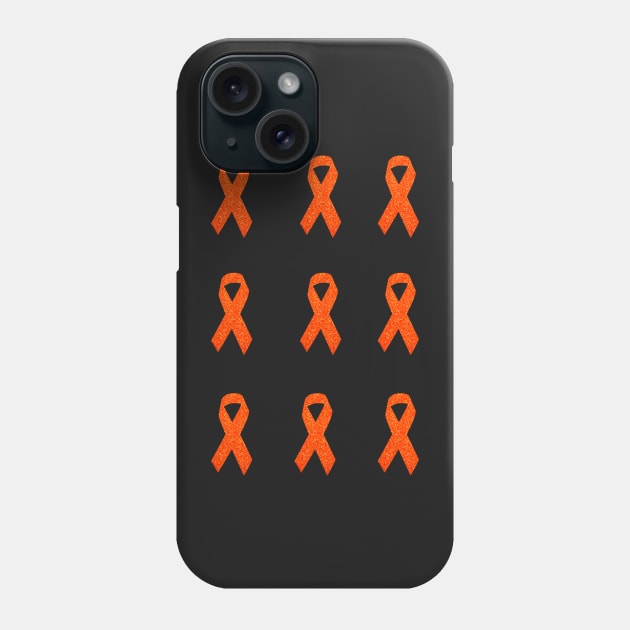 Orange Faux Glitter Awareness Ribbon Pack Phone Case by Felicity-K