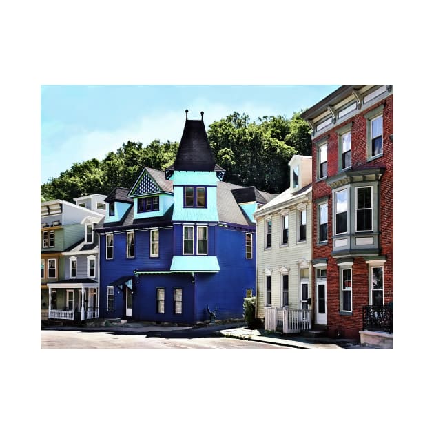 Jim Thorpe PA - Street With Blue Building by SusanSavad