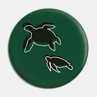 Turtles Silhouette Illustration Pin