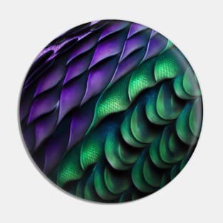 Fish skin, scales, fantasy, with pattern, purple, green Pin