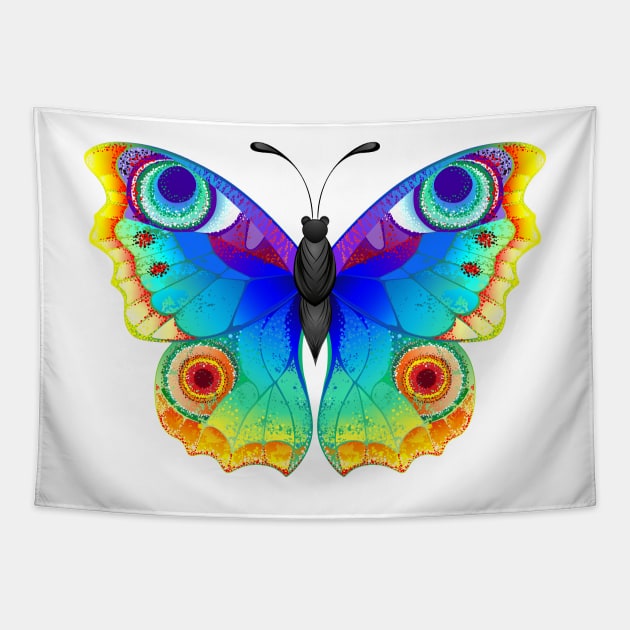 Rainbow Butterfly Peacock Eye Tapestry by Blackmoon9