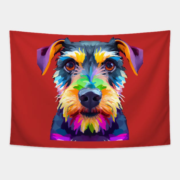 Patterdale Terrier Colorful Design Tapestry by Furrban