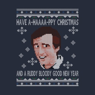 Christmas Alan Partridge A-Haaaapy Christmas Knit Pattern T-Shirt