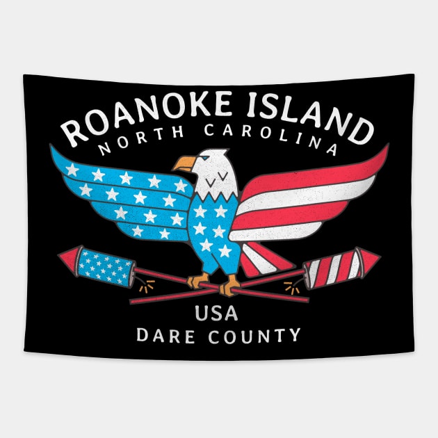 Roanoke Island, NC Summer Patriotic Pride Fourth of July Tapestry by Contentarama