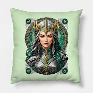 Valkyrie Viking Warrior Valhalla Ragnarok Norse retro design Pillow