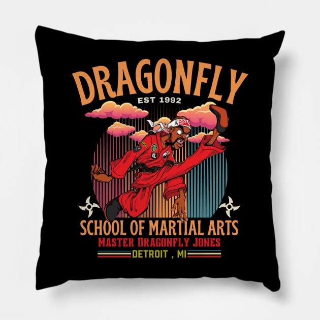 Dragonfly Retro Style Original Aesthetic Tribute 〶 Pillow by Terahertz'Cloth